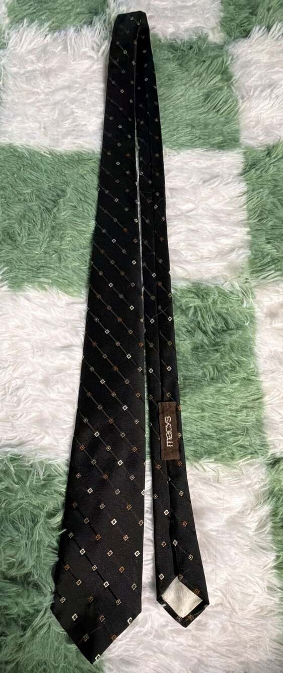 Christian Dior Cravates Necktie Black Geometric Grid Pattern